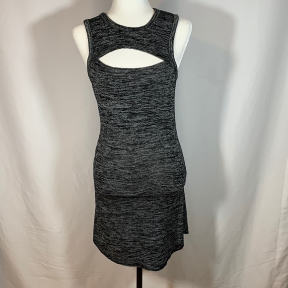 Wilfred Free Grey & Black Knit Cutout Mini Dress - Picture 1 of 6